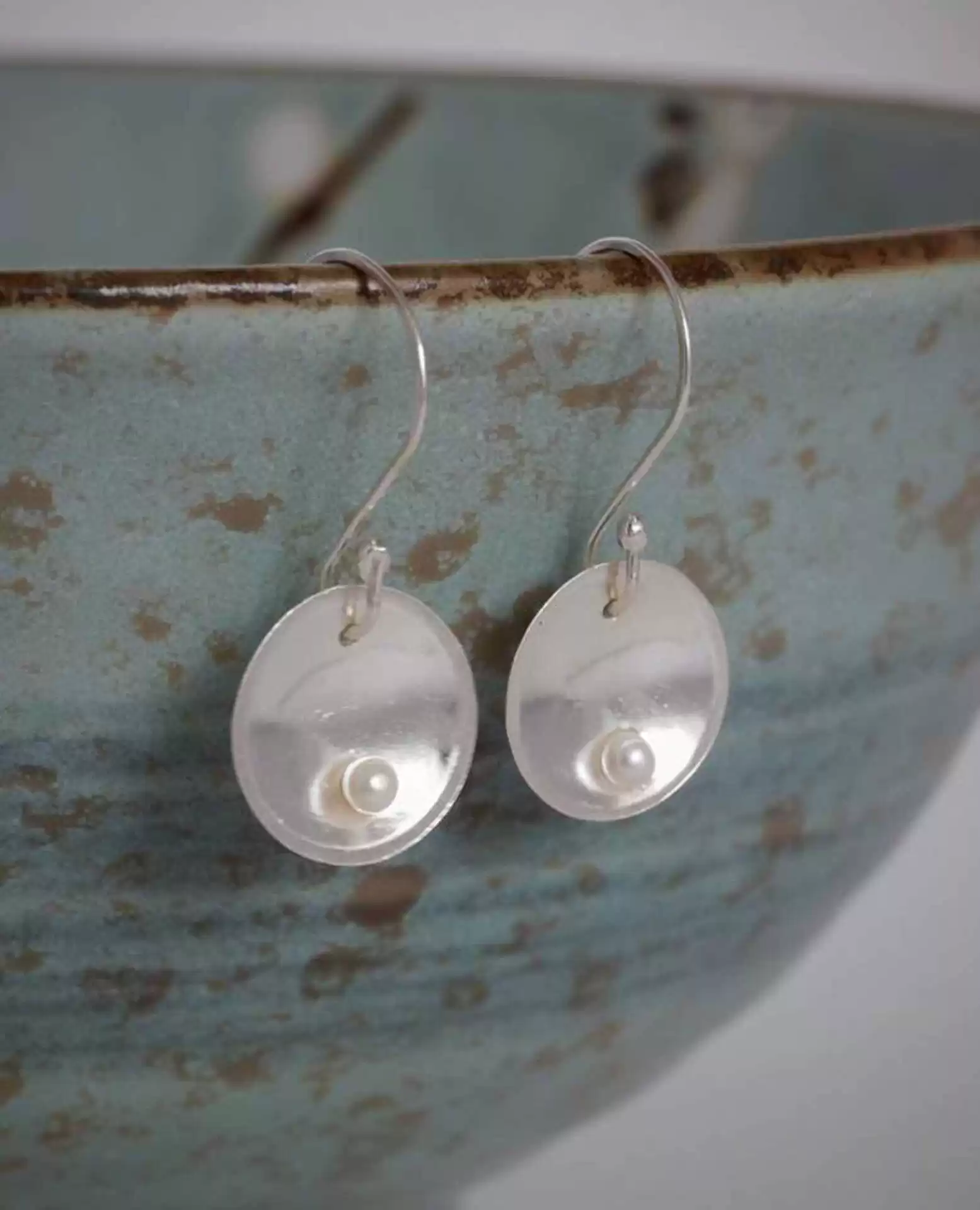 Silver pearl earrings