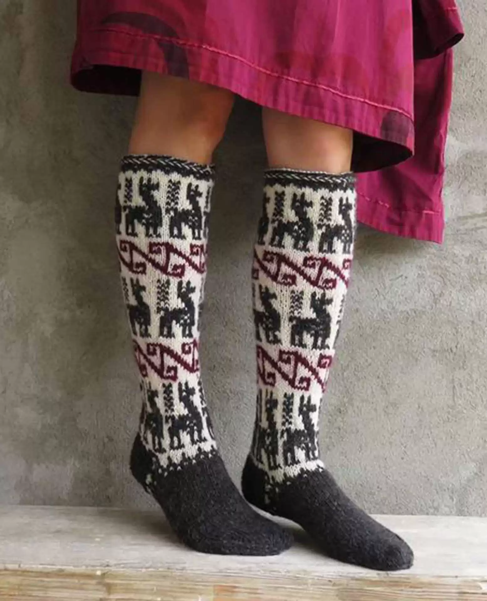 Wool high knee socks