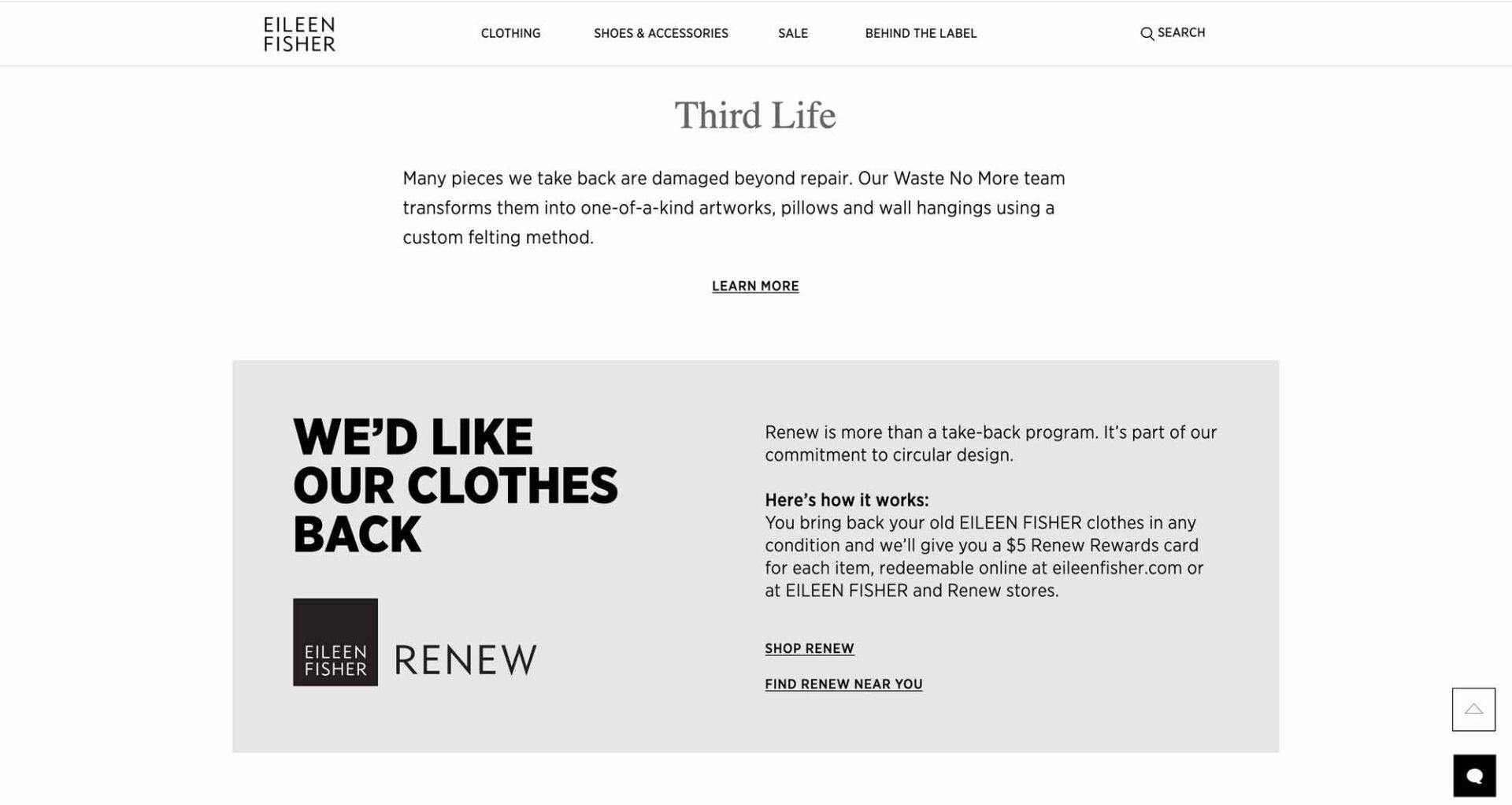 Sparkpick features Eileen Fisher Renew recycle old clothing program