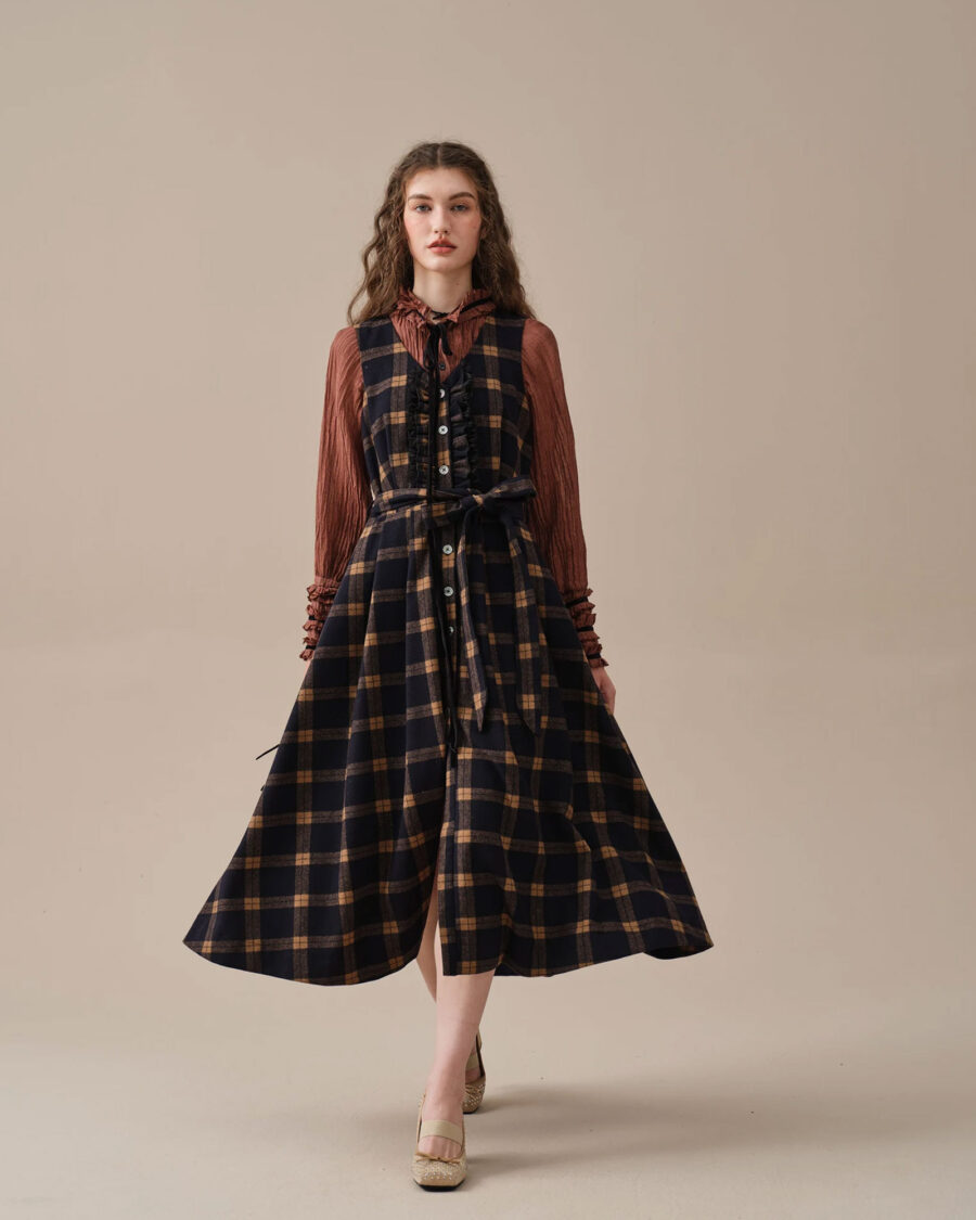 Sparkpick features Etsy Linennaive shop vintage plaid wool plaid dress in sustainable fashion