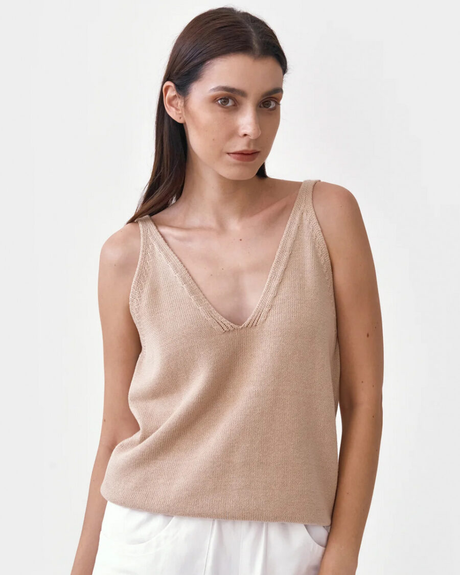 Sparkpick features Mila.Vert Knitted strap top in sustainable fashion