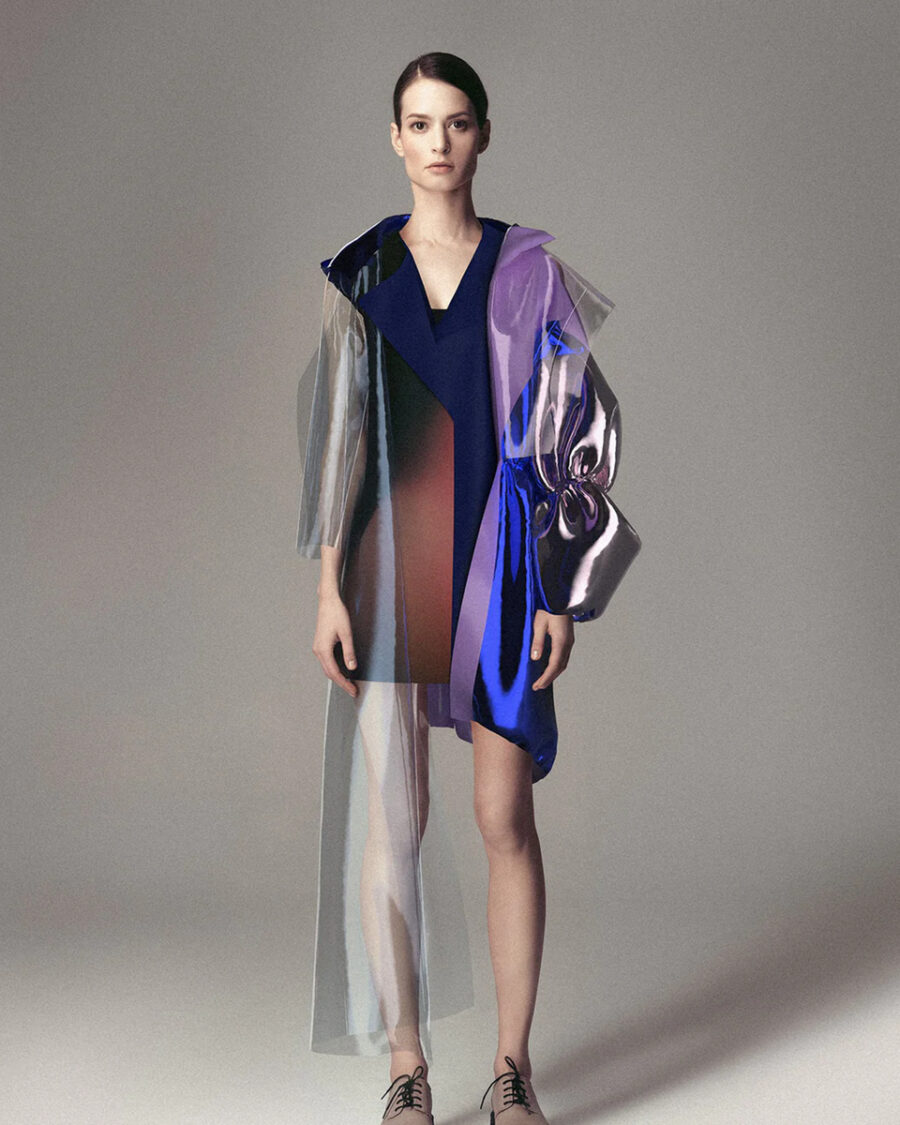 Sparkpick features NUENO digital fashion on DressX digital futuristic digital puffer coat in sustainable fashion