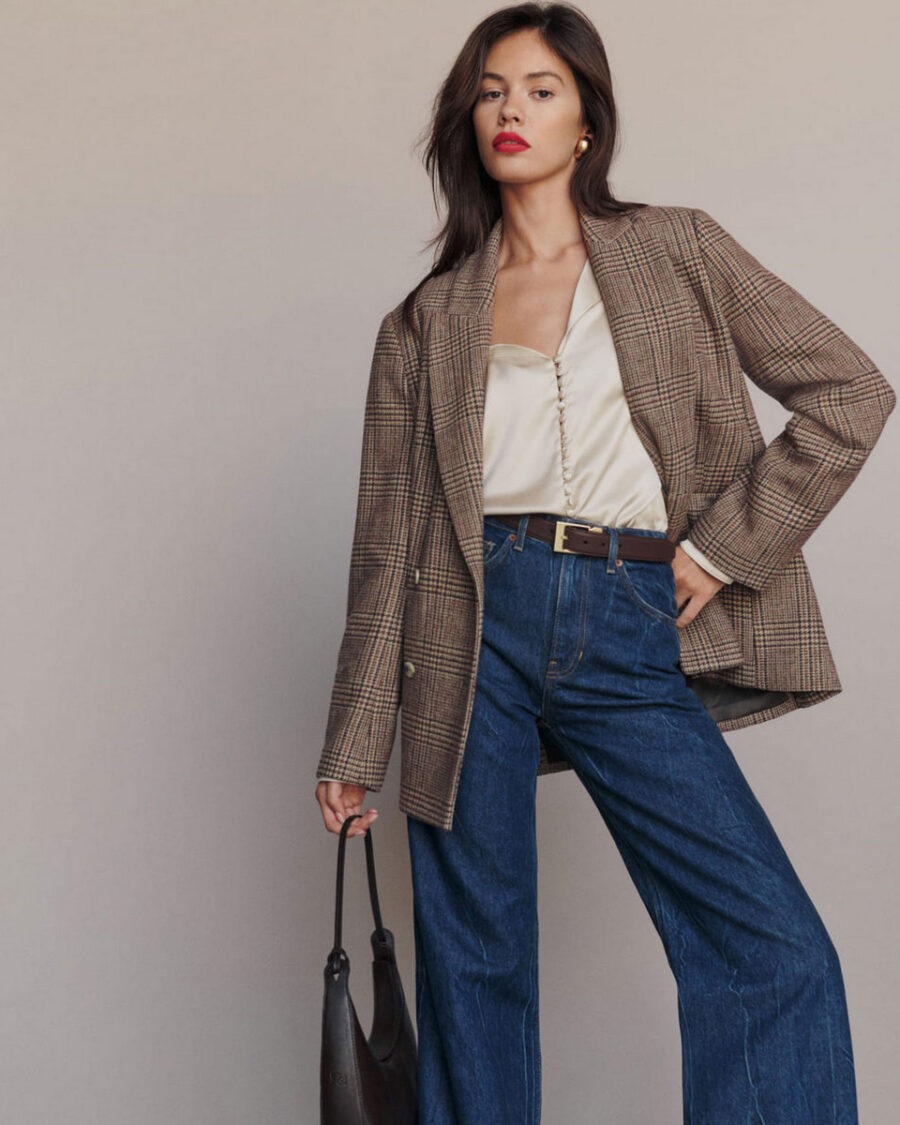 sparkpick features reformation plaid jacket from certified cotton in sustainable fashion