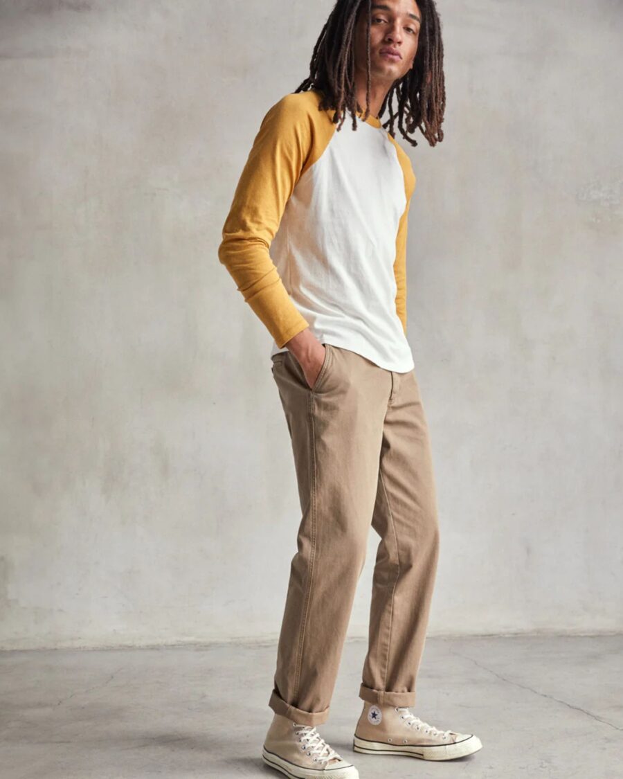 sparkpick features outerknown straight leg chinos in sustainable fashion