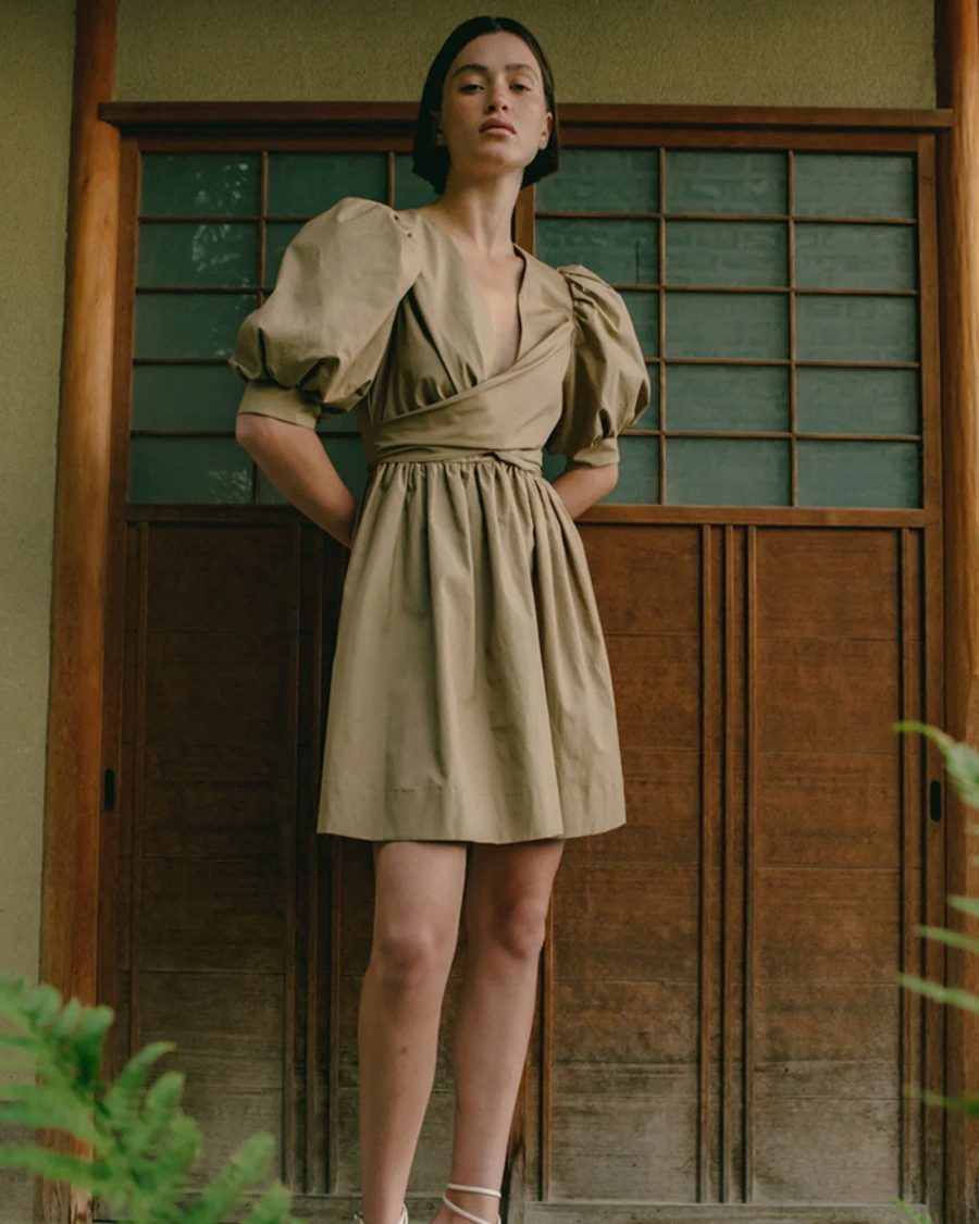 sparkpick features olistic the label reve en vert Balloon sleeves dress in sustainable fashion