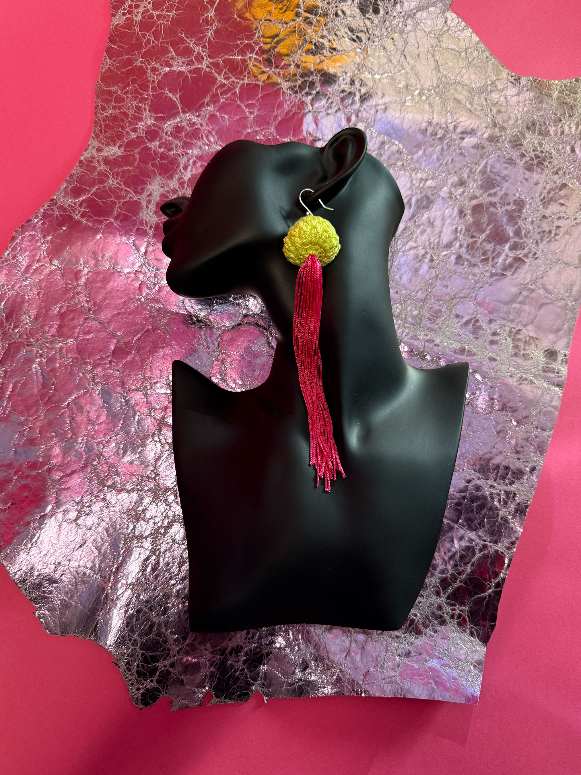 spark and rebel features beetroot crochet earrings on etsy in eco fashion