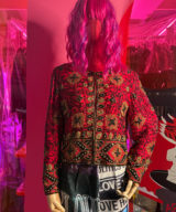 spark and rebel features vintage beaded sequin unique red blazer in eco fashion