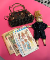 spark and rebel features vintage fashion doll clutch and sewign patterns in eco fashion