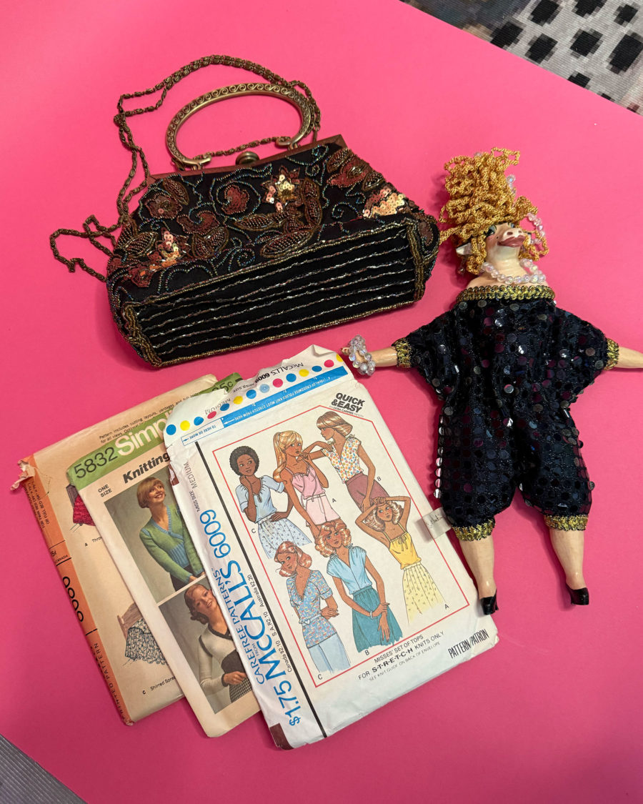spark and rebel features vintage fashion doll clutch and sewign patterns in eco fashion