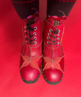 sparkpick features leather unique red leaf booties in eco fashion