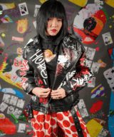 sparkpick features upcycled vegan leather jacket with punk street style print in eco fashion