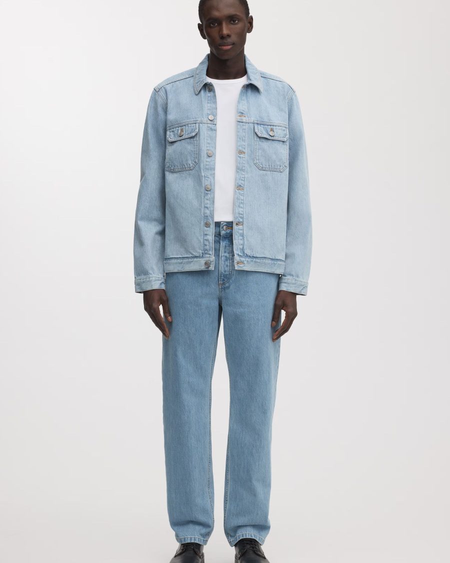 sparkpick features asket denim jacket in sustainable fashion