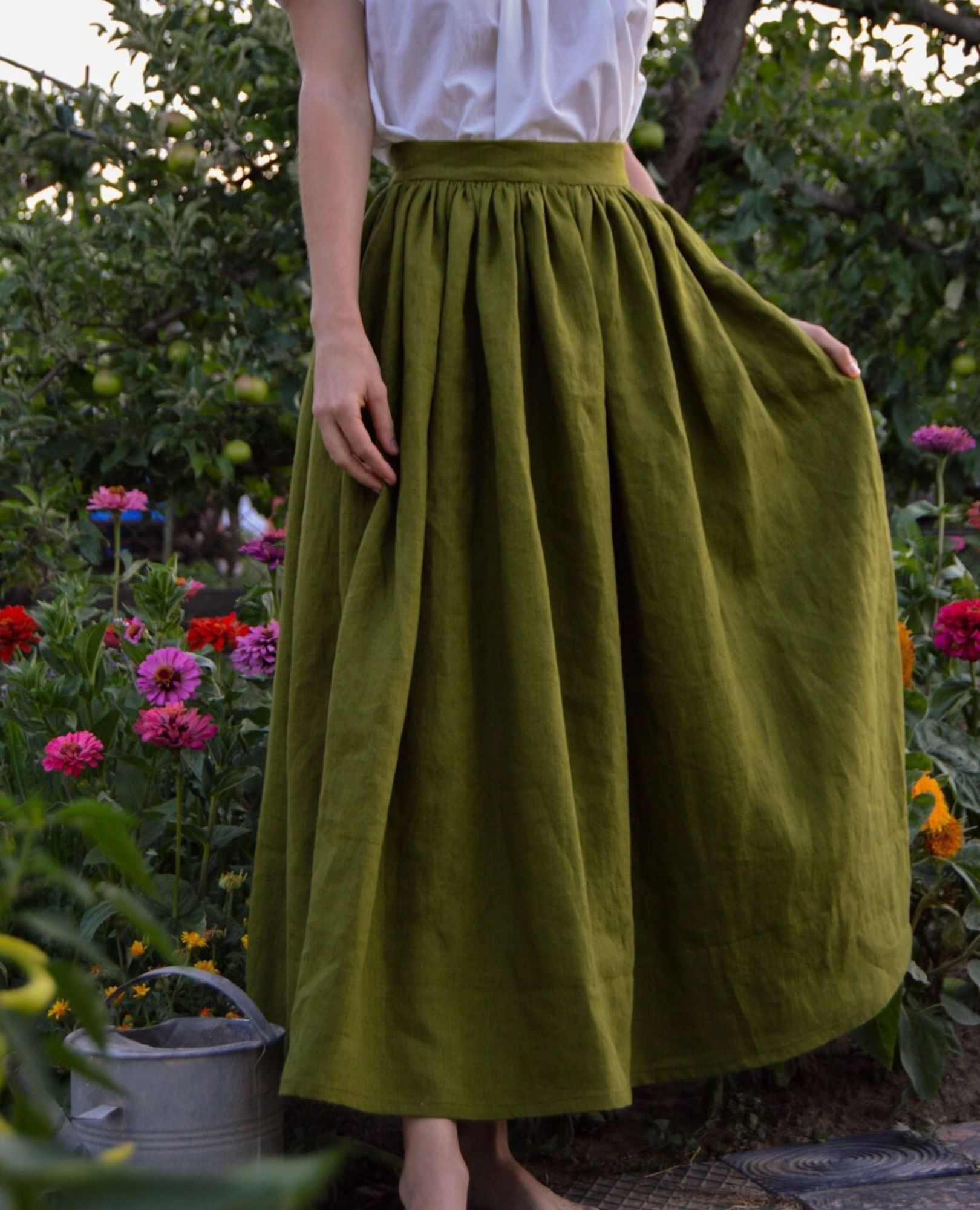 sparkpick features slovakmeadows on etsy linen midi skirt in sustainable fashion