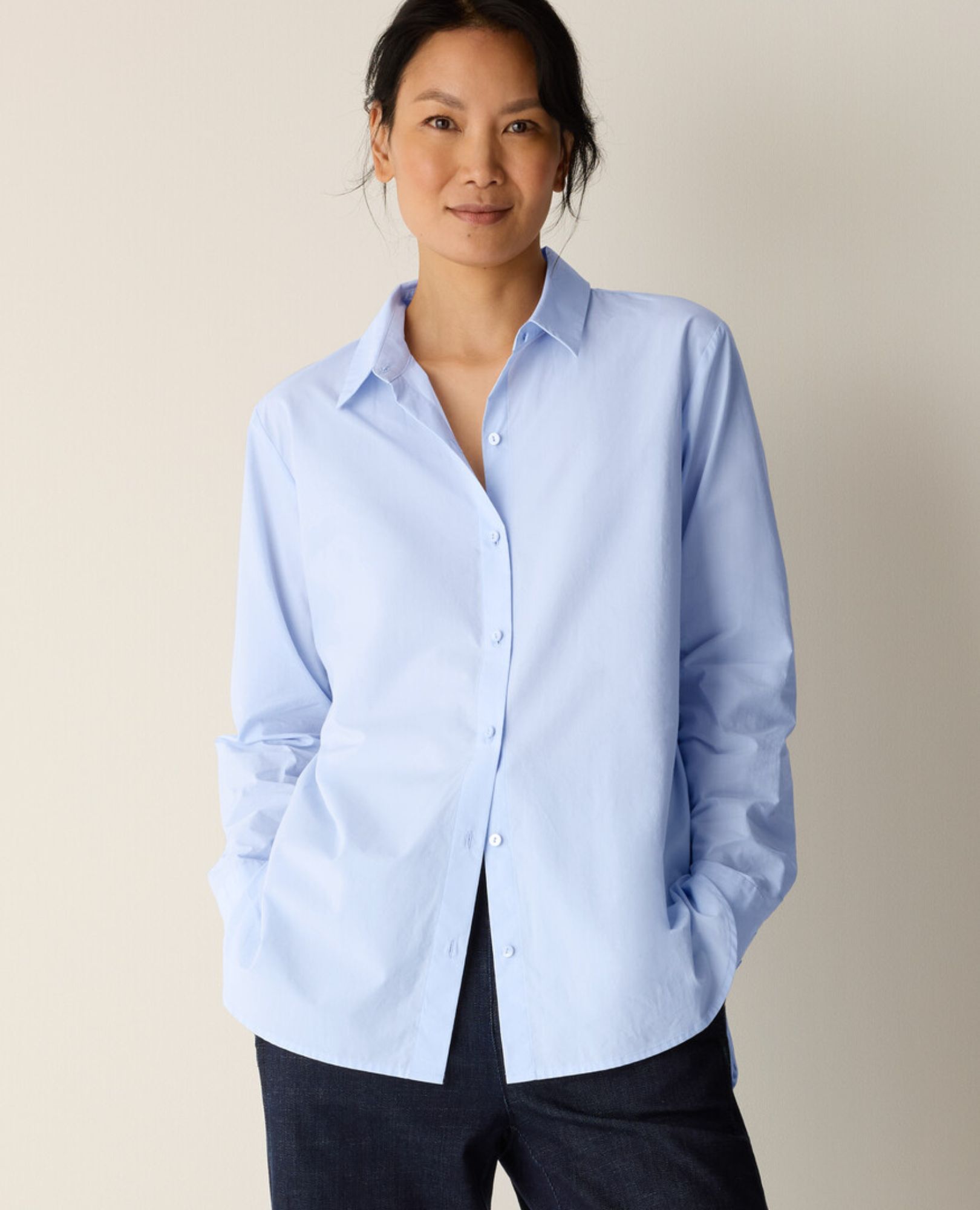 sparkpick features eileen fisher classic shirt in sustainable fashion