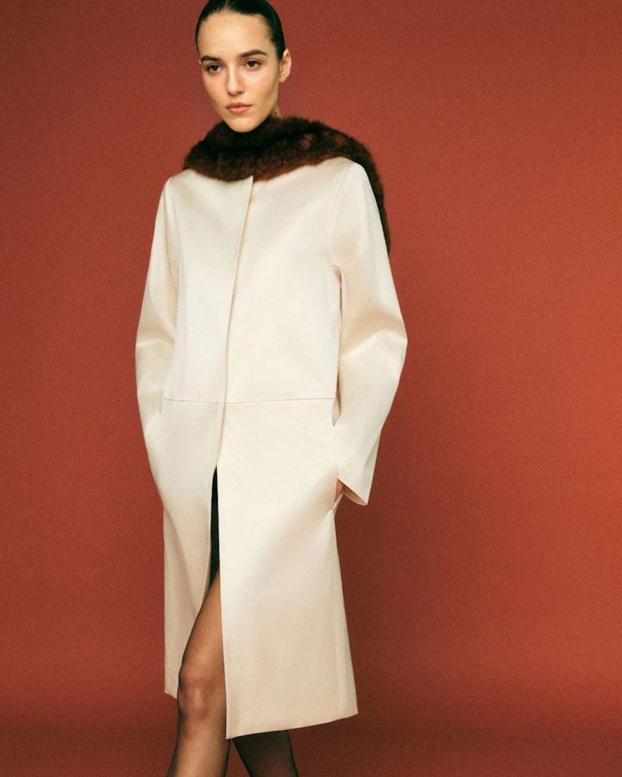 sparkpick features reformation satin сoat in sustainable fashion