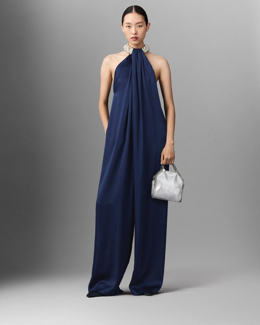 sparkpick features stella mccartney satin halterneck jumpsuit in sustainable fashion