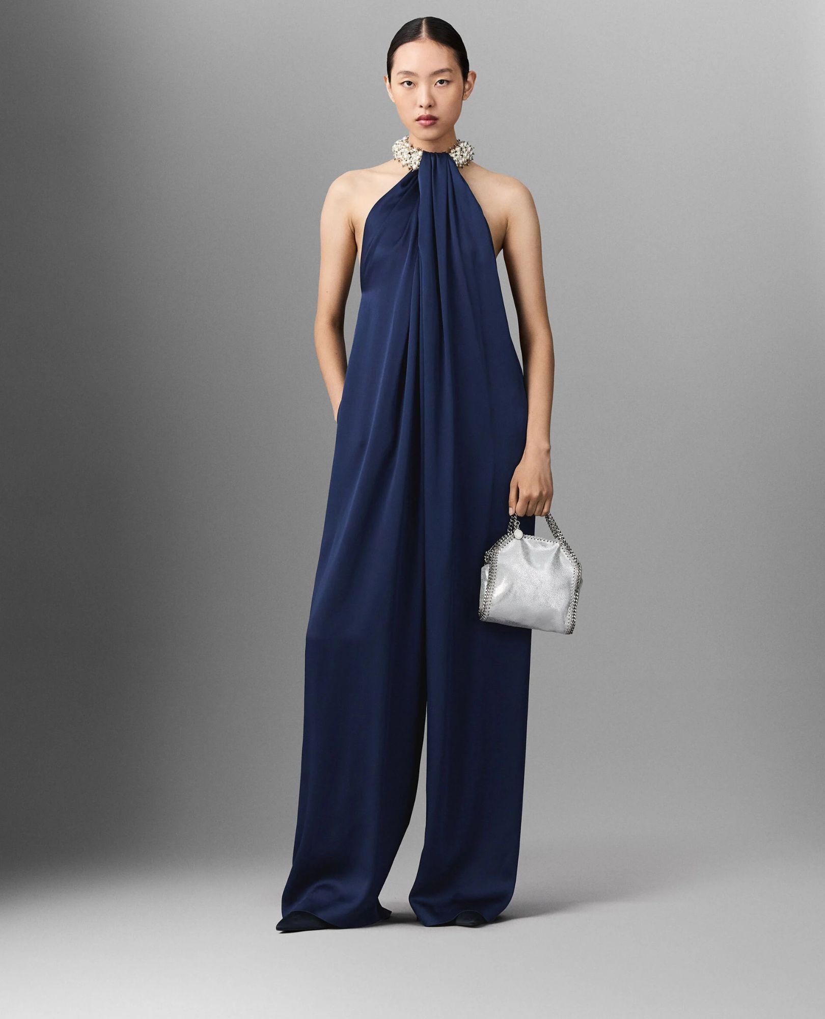 sparkpick features stella mccartney satin halterneck jumpsuit in sustainable fashion