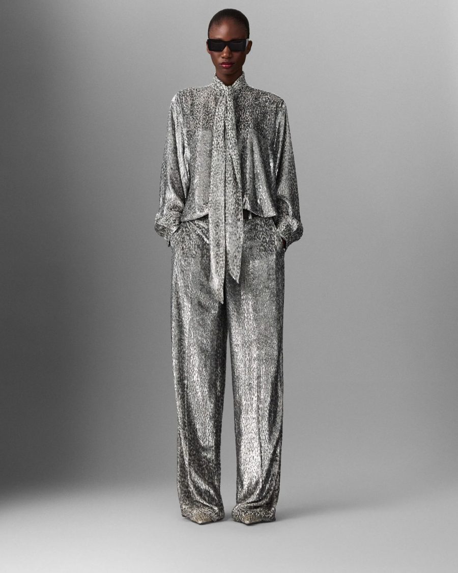 sparkpick features stella mccartney silk-blend trousers in sustainable fashion