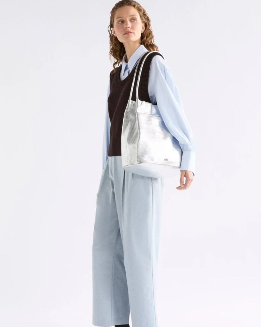 sparkpick features elk orsa metallic handbag in sustainable fashion
