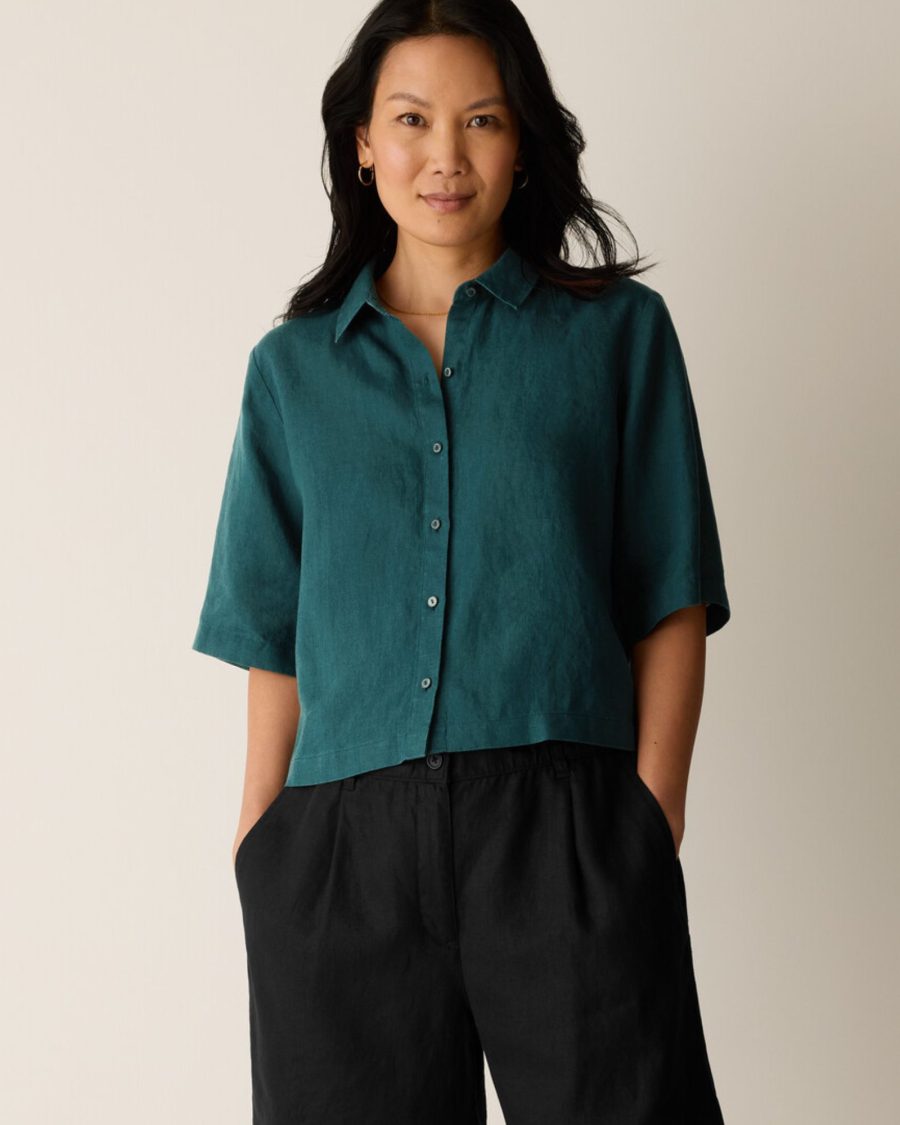 sparkpick features eileen fisher elbow-sleeve shirt in sustainable fashion