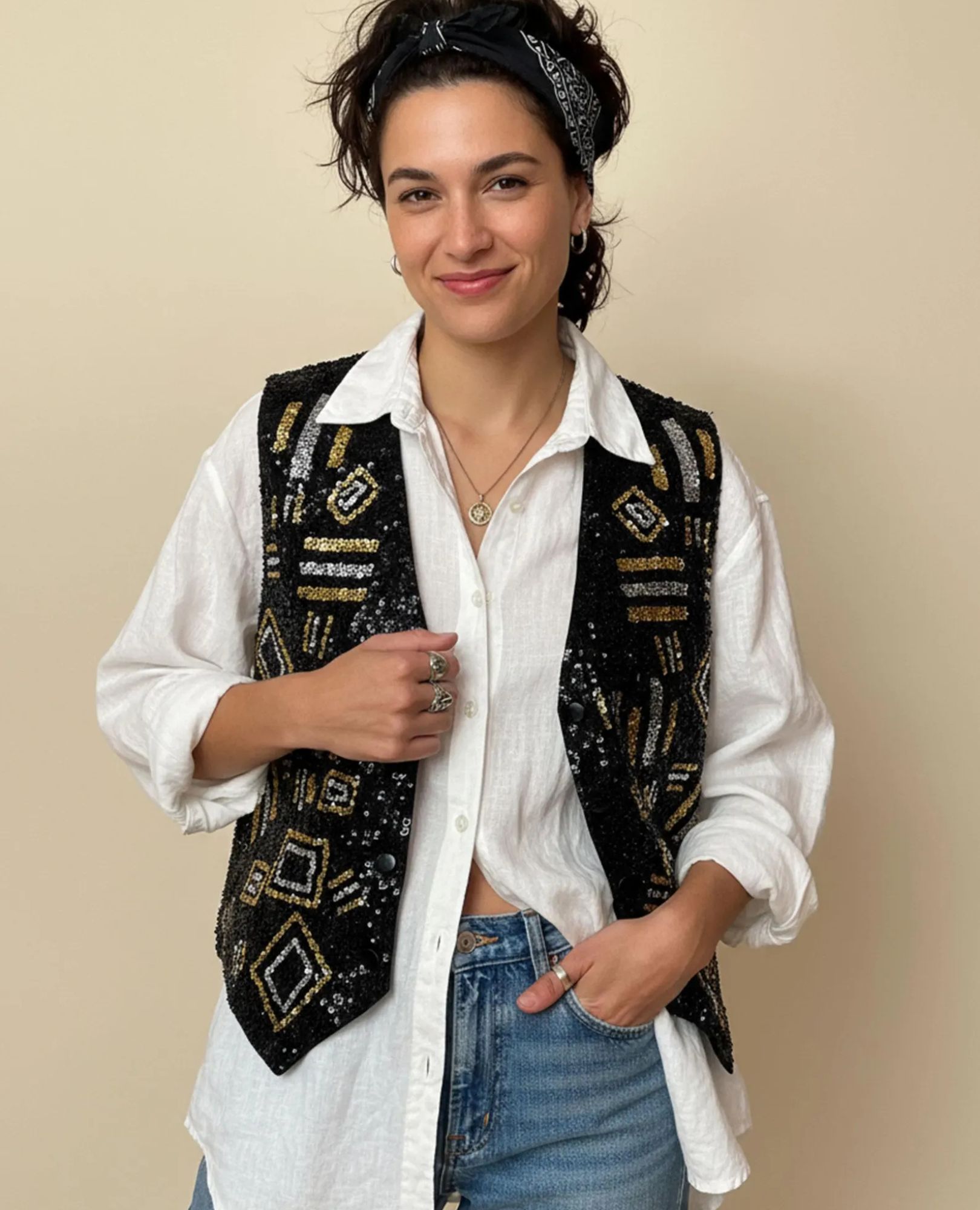 Sparkpick features sparkandrebel vintage sequin vest in sustainable fashion