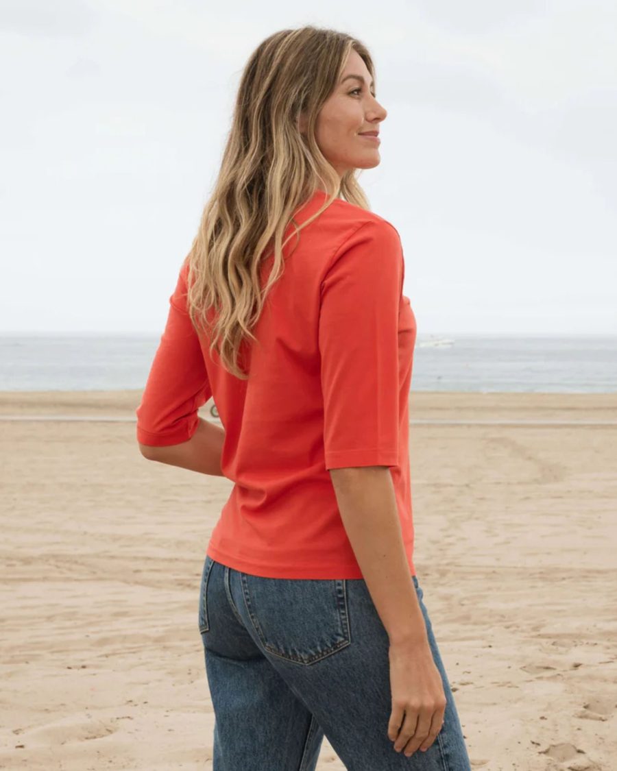 sparkpick features the classic t-shirt company elbow sleeve v-neck in sustainable fashion