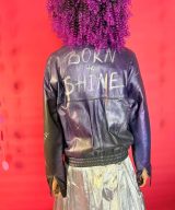 spark and rebel modular eco fashion brand upcycled leather jacket mushroom print casual street style in sustainable fashion on etsy