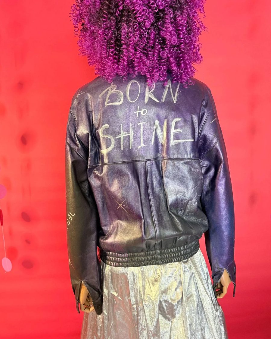 spark and rebel modular eco fashion brand upcycled leather jacket mushroom print casual street style in sustainable fashion on etsy