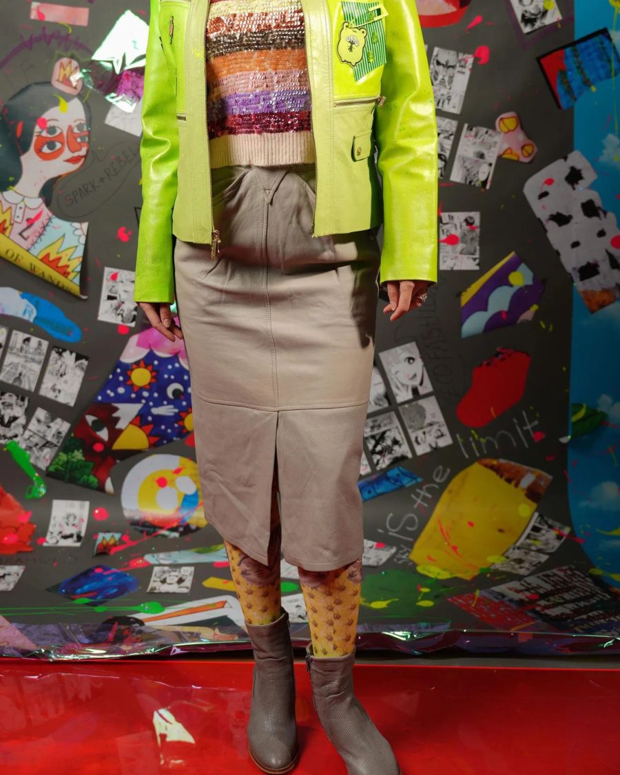 spark and rebel features vintage pencil skirt  in eco fashion