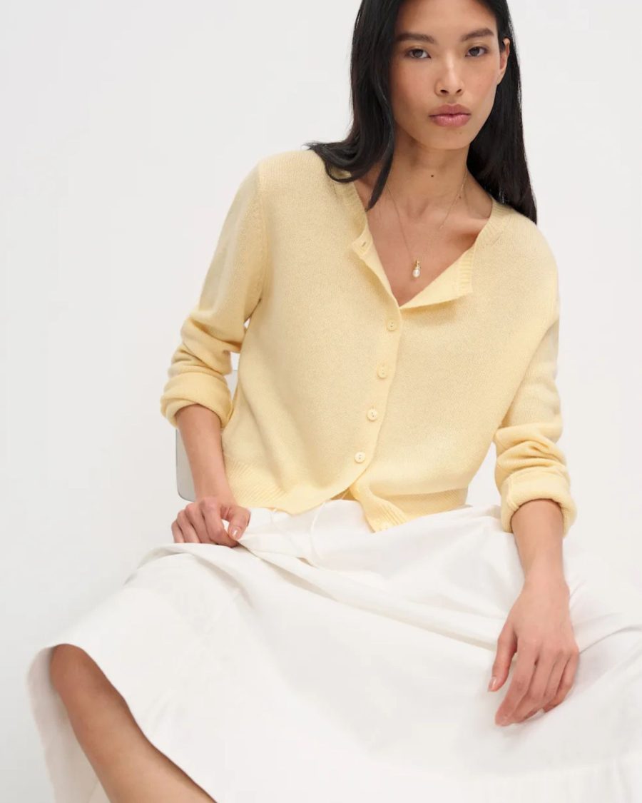 sparkpick features reformation crew cardigan in sustainable fashion