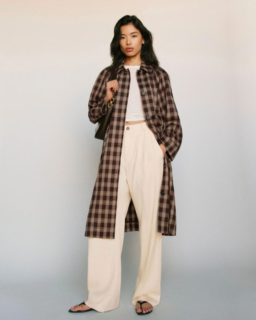 sparkpick features reformation plaid coat in sustainable fashion