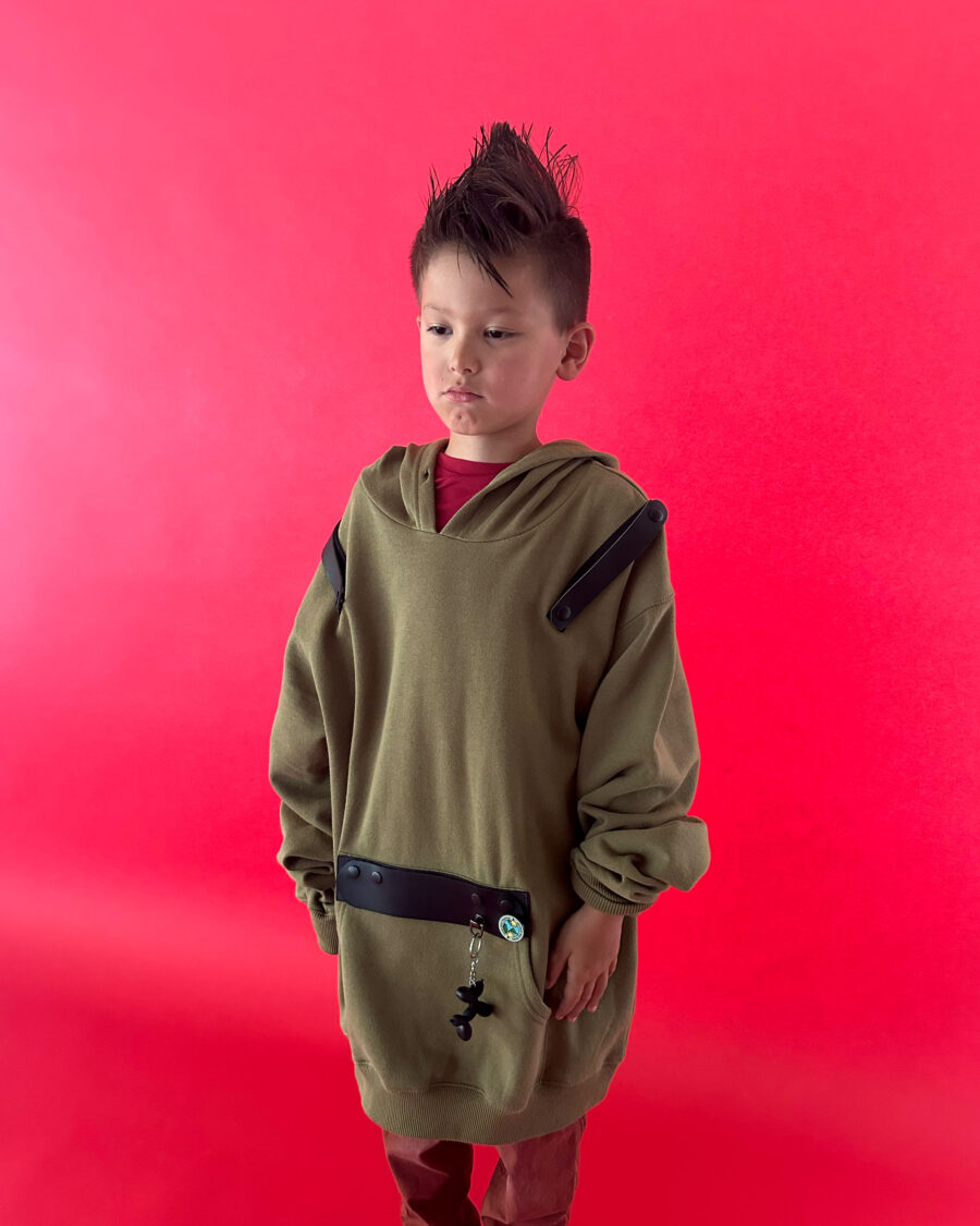 spark and rebel modular sustainable hoodie for kids and teens in eco fashion