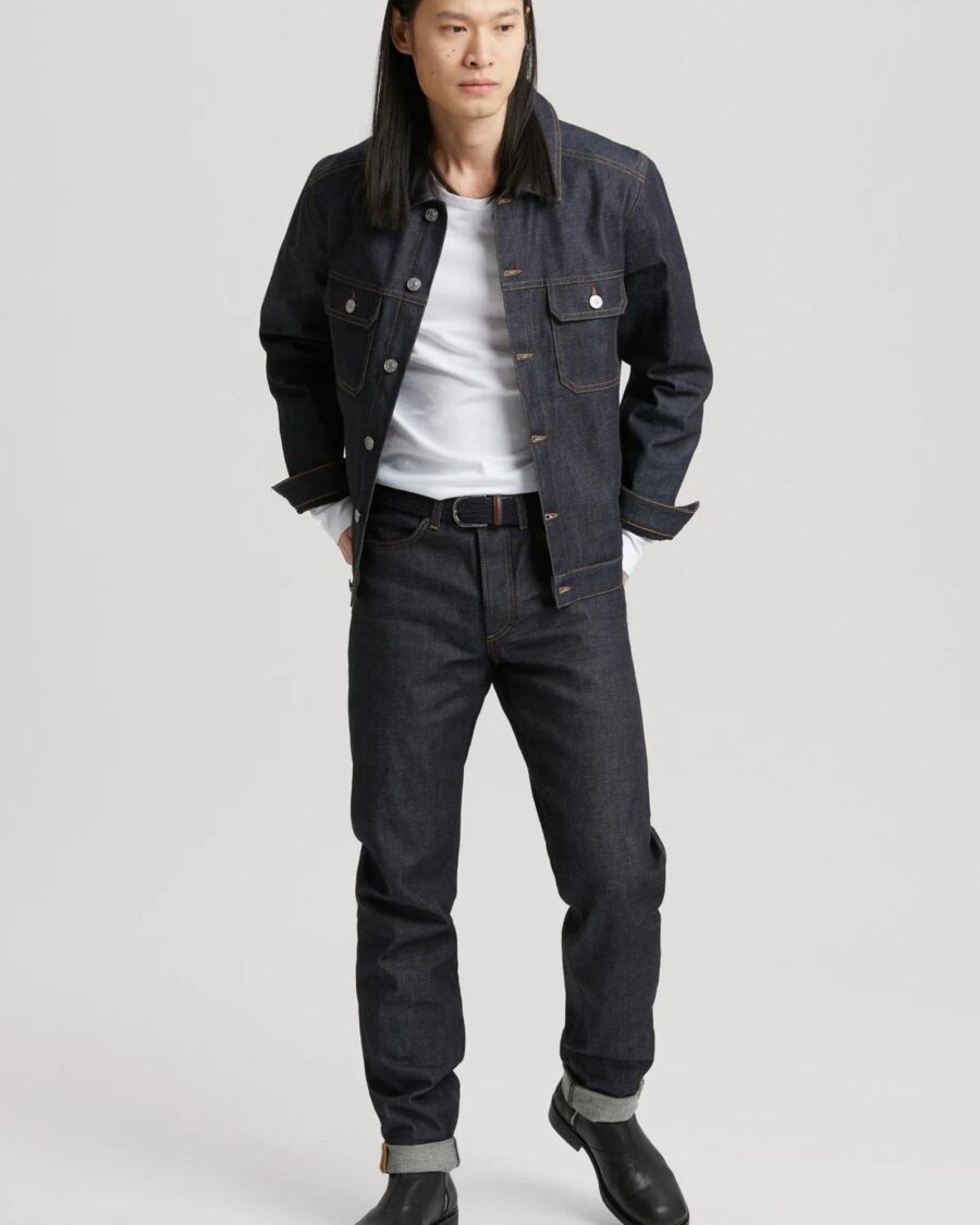 sparkpick features asket denim jacket in sustainable fashion