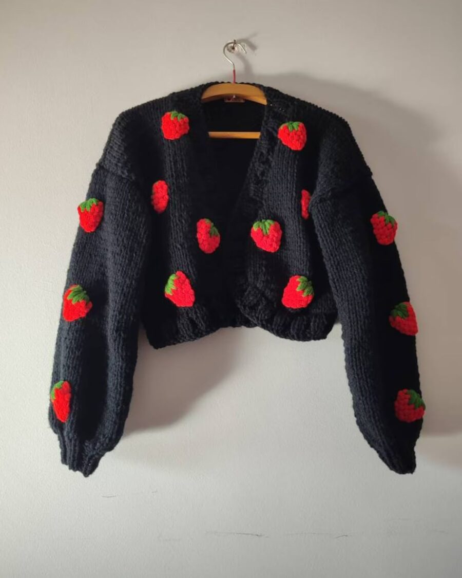 sparkpick features bydna strawberry cardigan on etsy in sustainable fashion