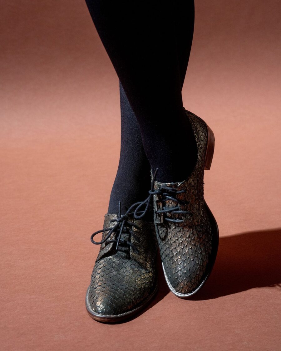 sparkpick features louise et cie bronze unique leather oxford shoes in sustainable fashion