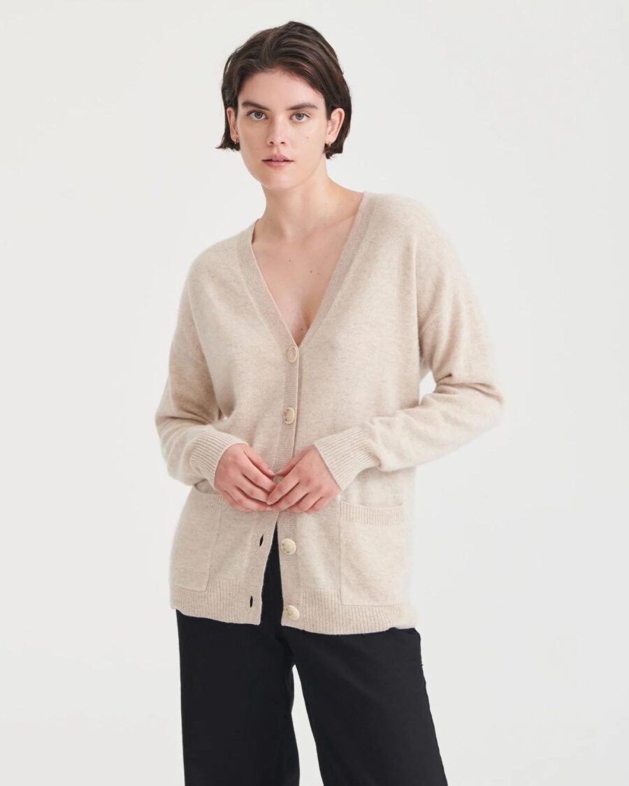 sparkpick features naadam cashmere boyfriend cardigan in sustainable fashion