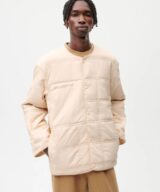 sparkpick features pangaia quilted collarless jacket  in sustainable fashion