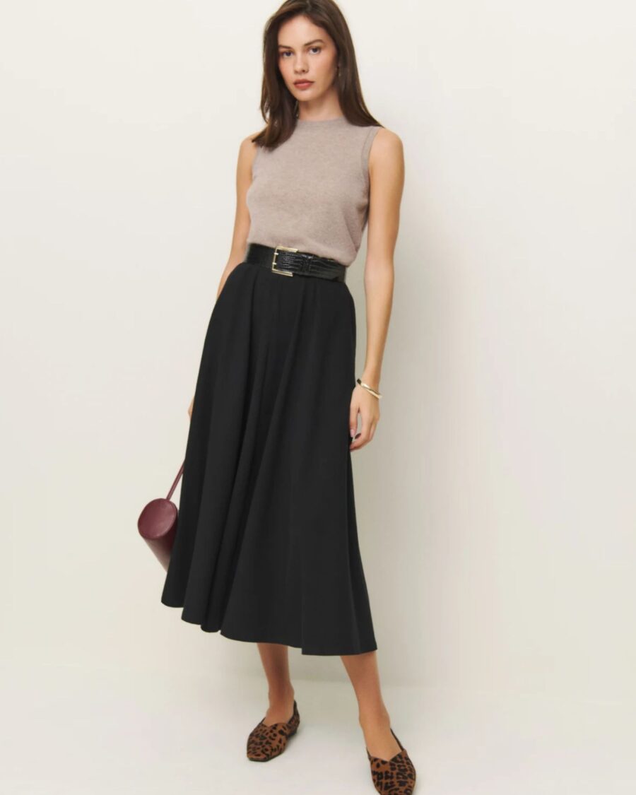 sparkpick features reformation a-line midi skirt in sustainable fashion