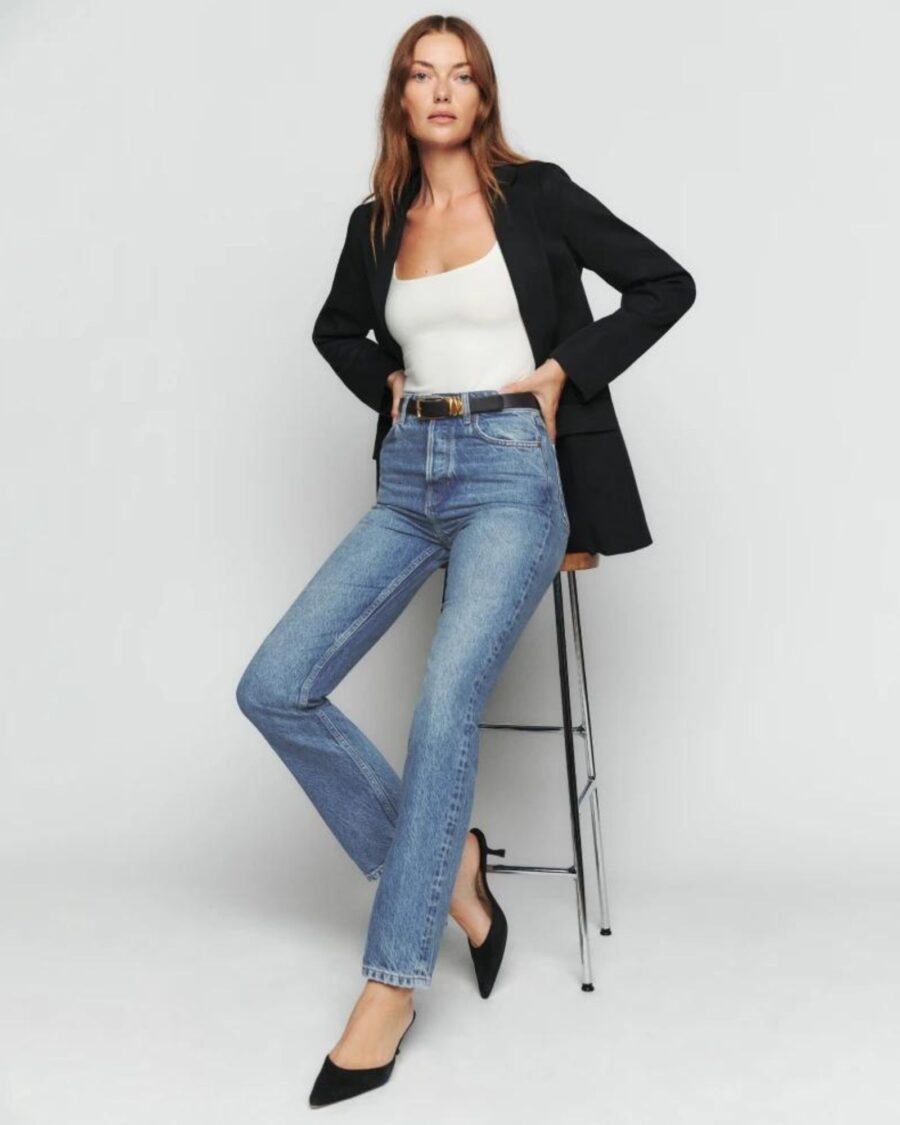 sparkpick features reformation high rise straight jeans in sustainable fashion