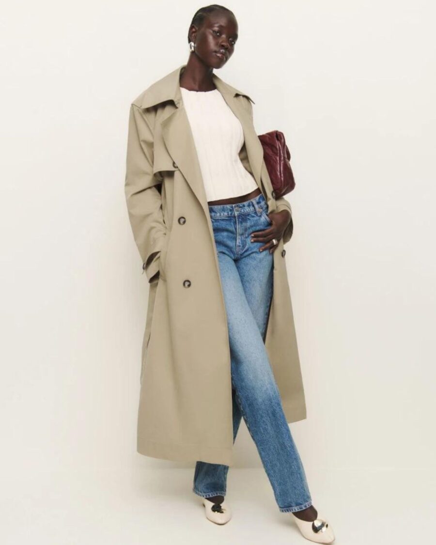 sparkpick features reformation matteo trench in sustainable fashion