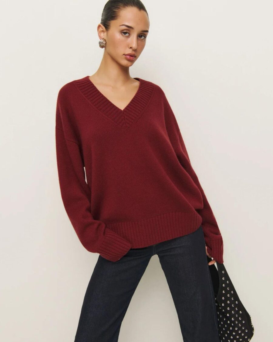 sparkpick features reformation v-neck jumper in sustainable fashion