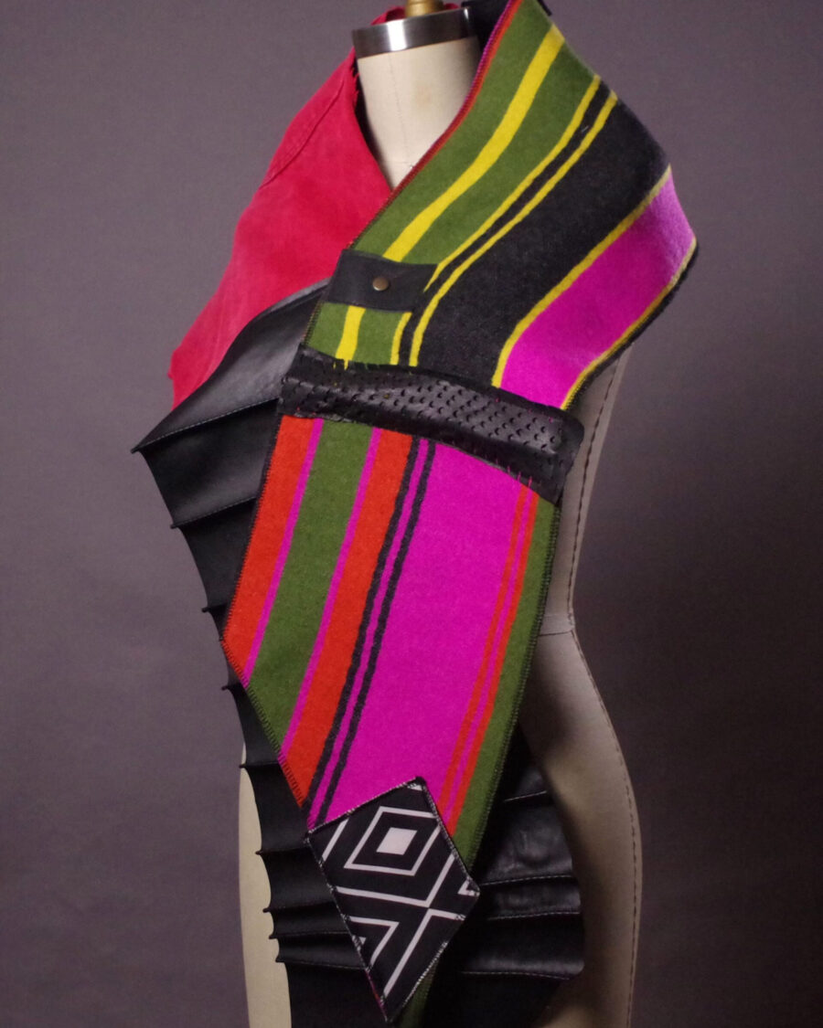 sparkpick features upcycled leather wool scarf  in eco fashion