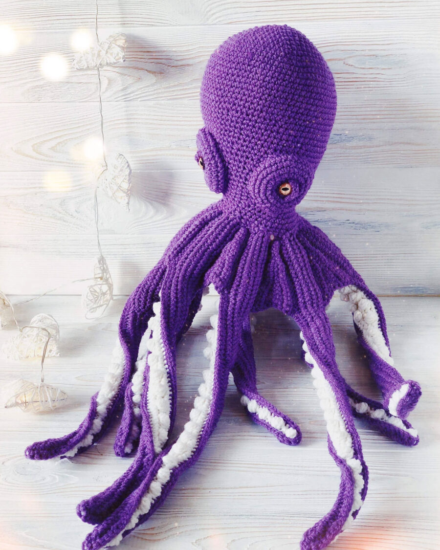 sparkpick features knit octopus plush toy purple  in eco fashion